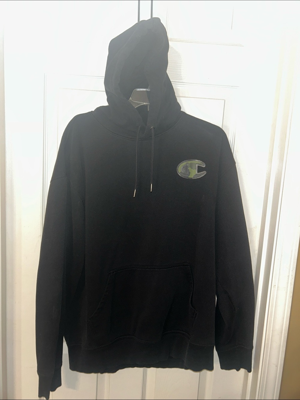Champion Black Crewneck Hoodie with Subtle Logo